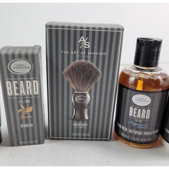 The Art of Shaving Set Peppermint Beard Wash Conditioner Oil Shaving Cream Brush - Picture 9 of 14